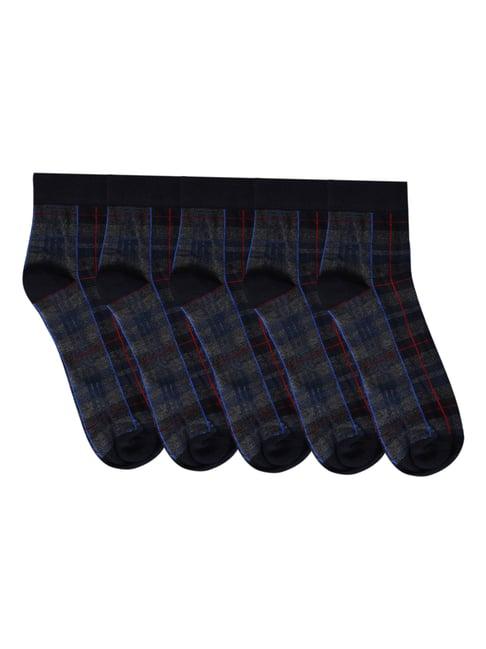 cantabil navy blue cotton regular fit printed socks