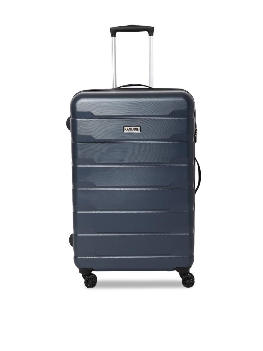 cantabil navy blue textured hard-sided cabin trolley bag