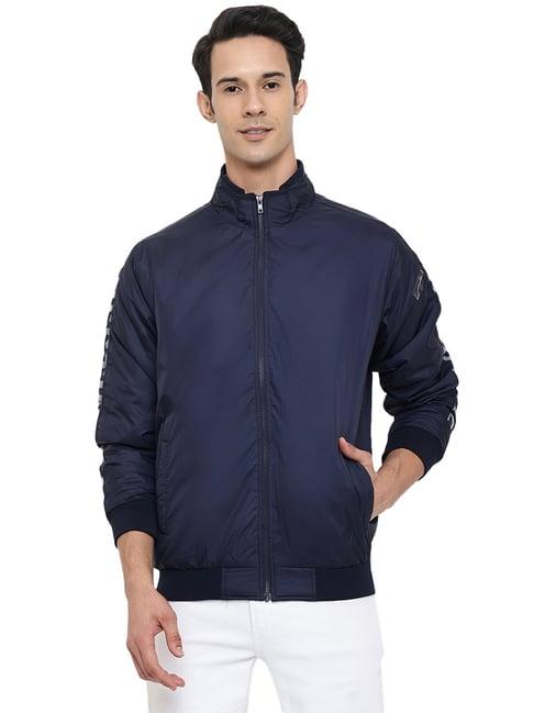 cantabil navy regular fit high neck jacket