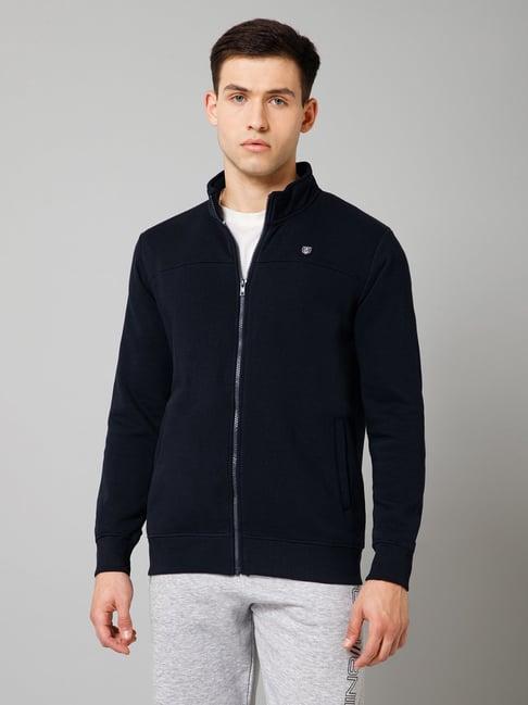 cantabil navy regular fit mock collar sweatshirt