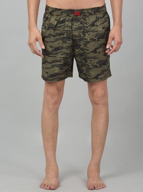 cantabil olive green cotton regular fit printed boxers