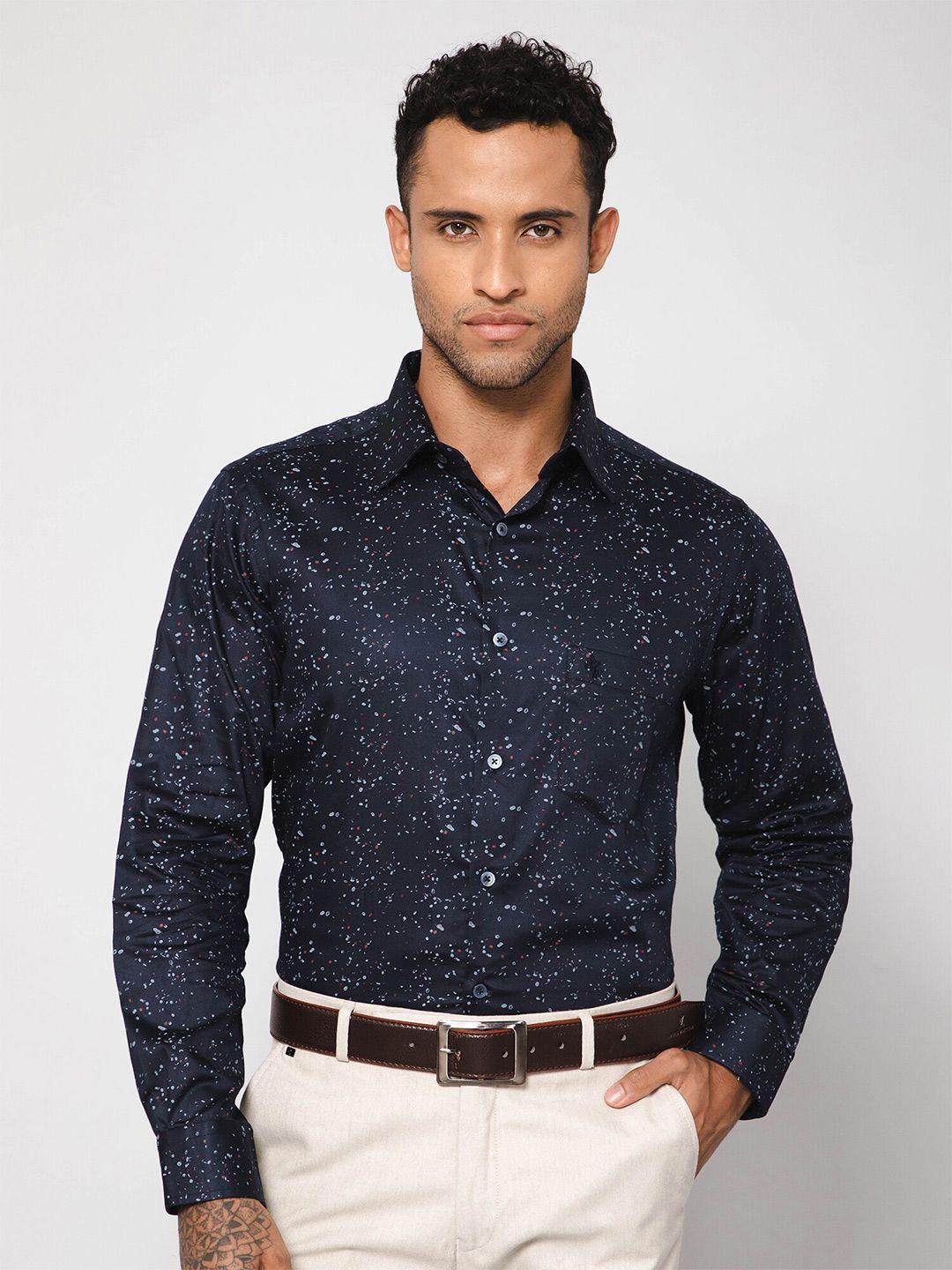 cantabil opaque micro ditsy printed cotton formal shirt