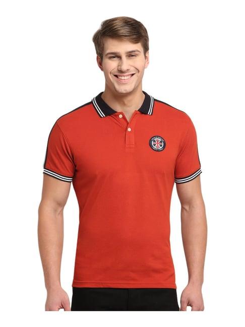 cantabil orange cotton regular fit polo t-shirt