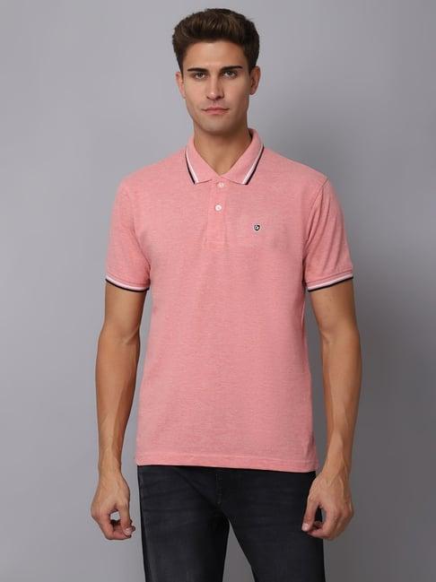 cantabil pink cotton regular fit polo t-shirt