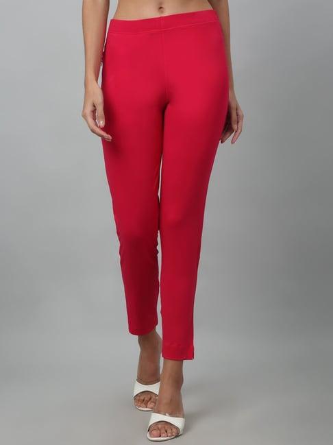 cantabil pink cotton straight fit mid rise pants