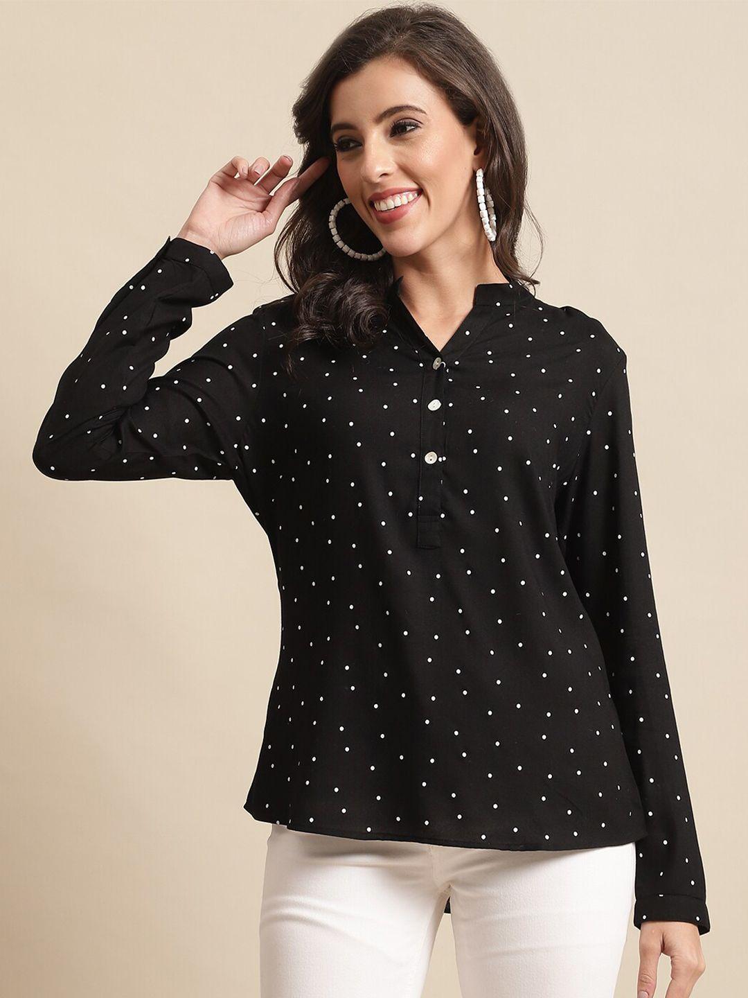 cantabil print mandarin collar shirt style top