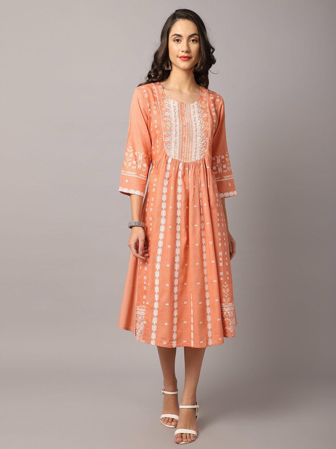 cantabil printed a-line midi dress