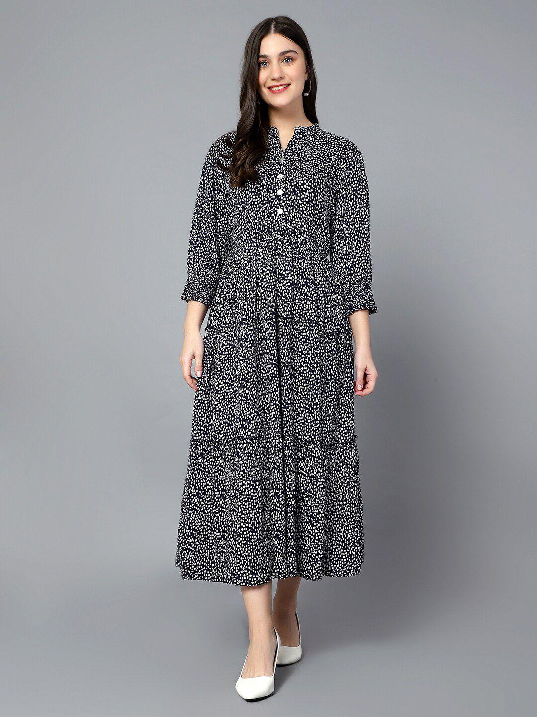 cantabil printed tiered midi dress