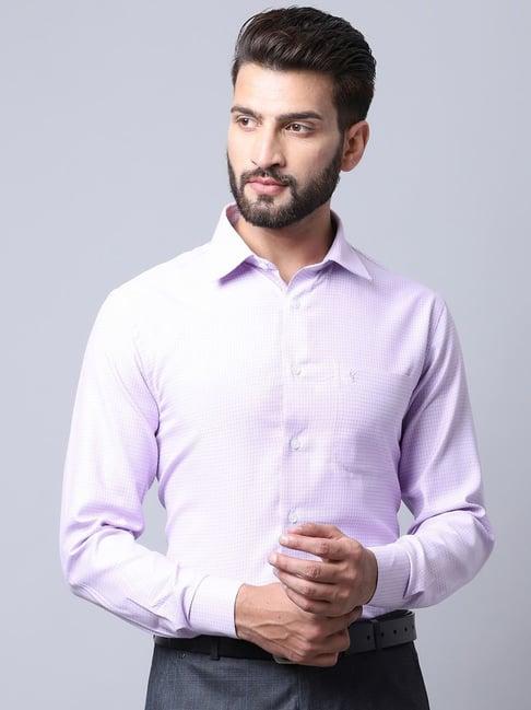 cantabil purple cotton regular fit checks shirt
