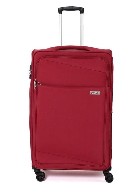 cantabil red 8 wheel large soft cabin trolley - 28 cm