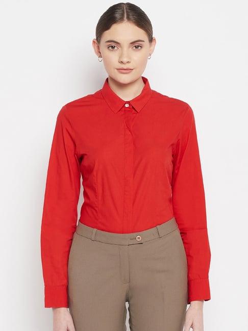 cantabil red cotton shirt