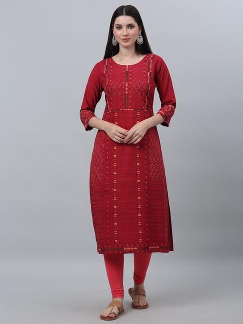 cantabil red embellished kurta