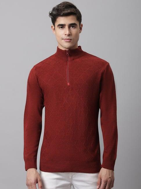 cantabil rust regular fit self design sweater