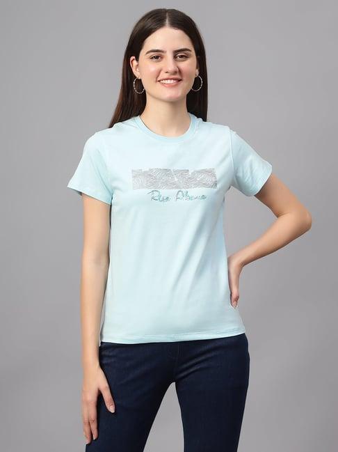 cantabil sky blue embellished t-shirt