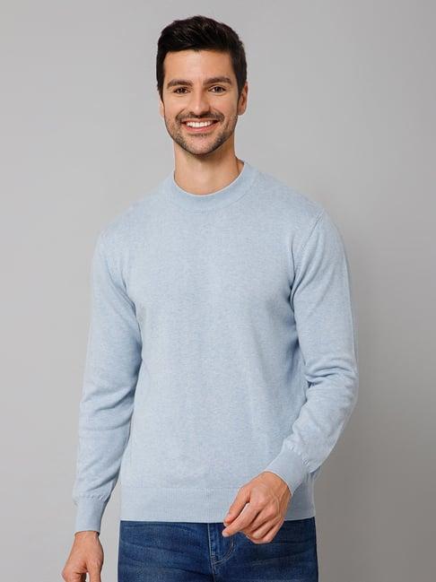 cantabil sky blue melange regular fit sweater