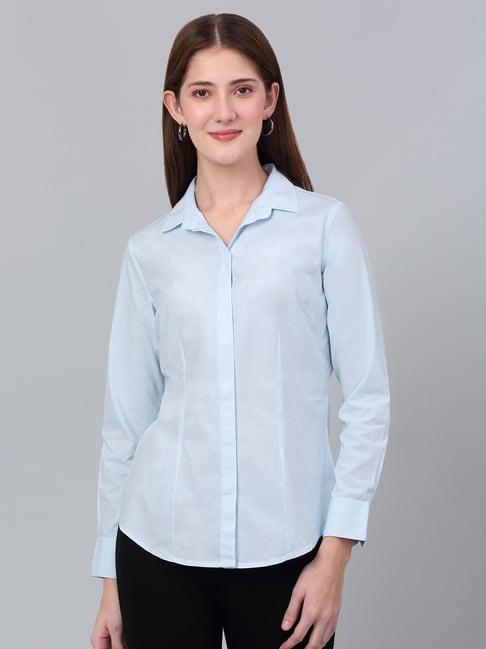 cantabil sky blue regular fit shirt