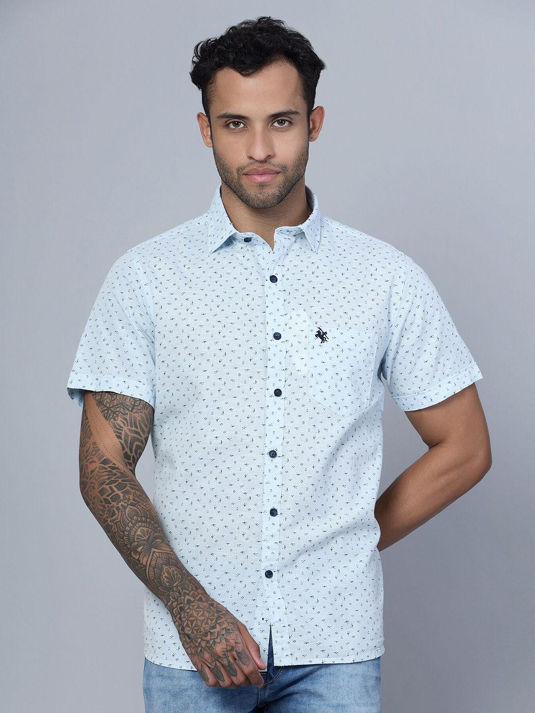 cantabil smart floral printed spread collar cotton casual shirt