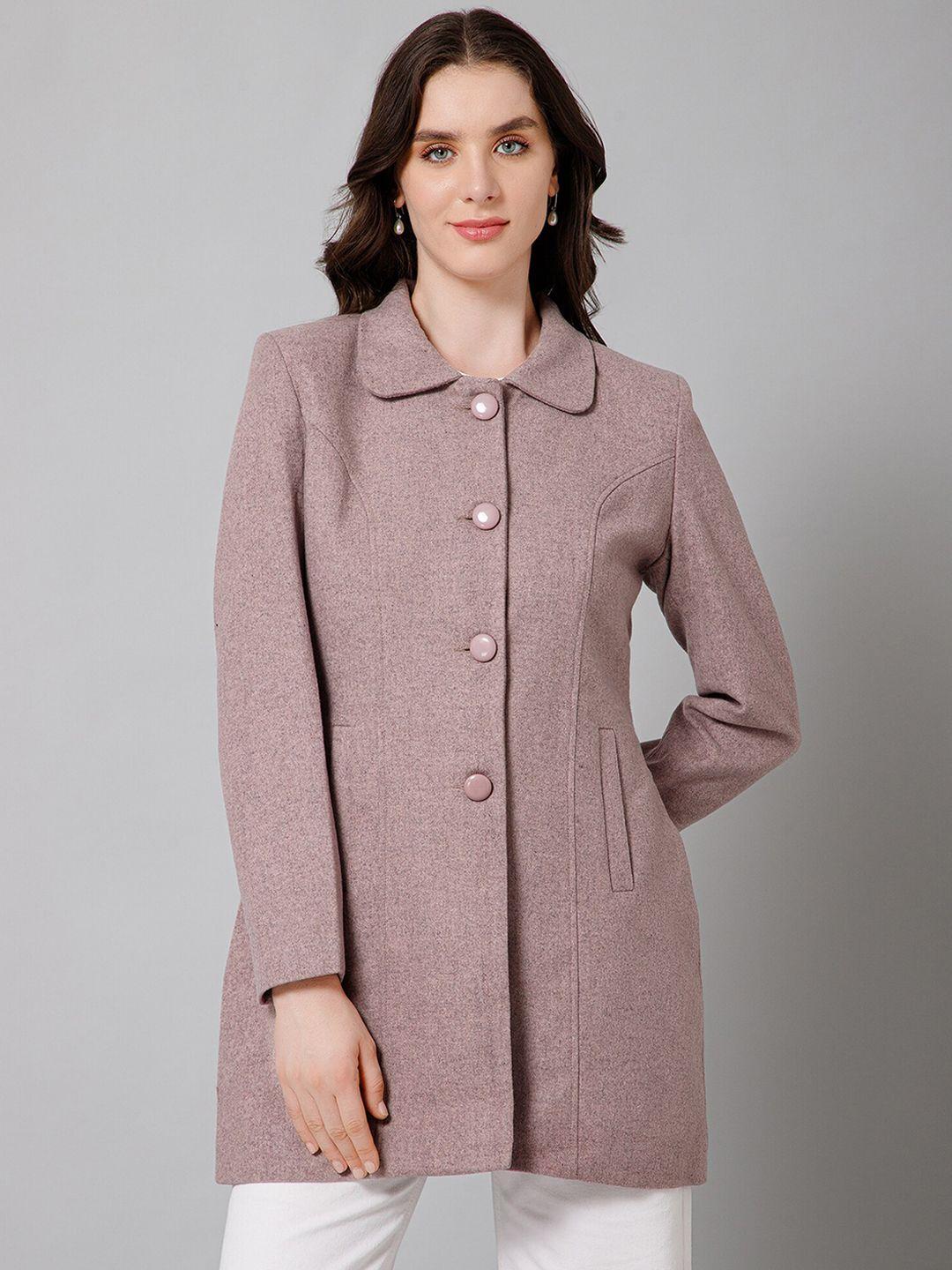 cantabil spread collar acrylic long pea coat