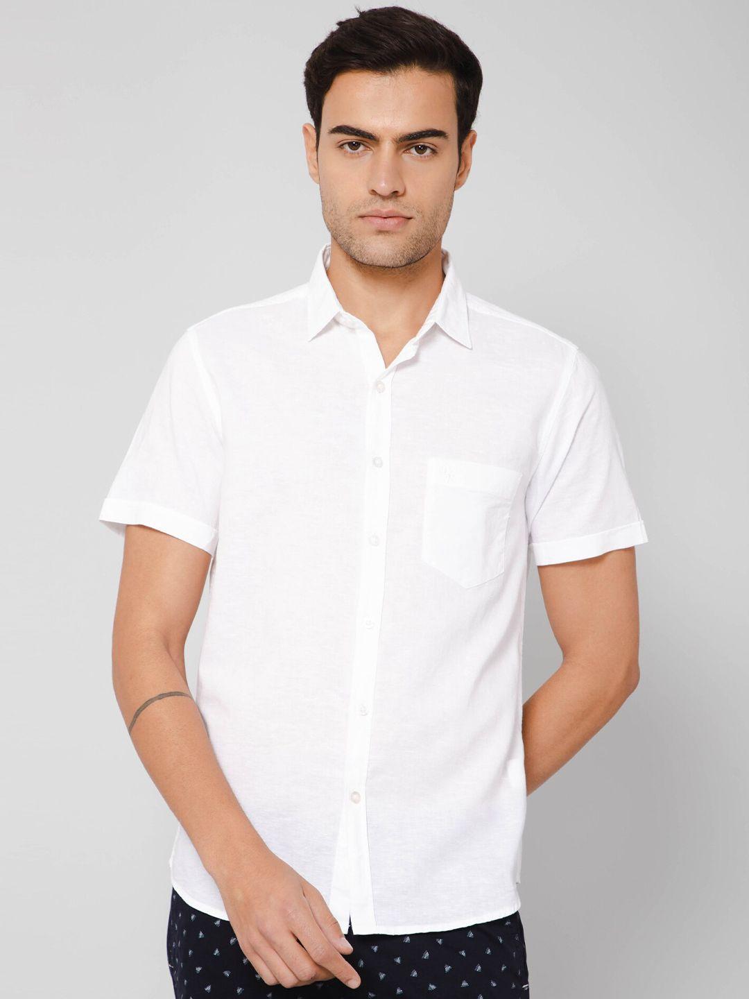 cantabil spread collar cotton opaque casual shirt
