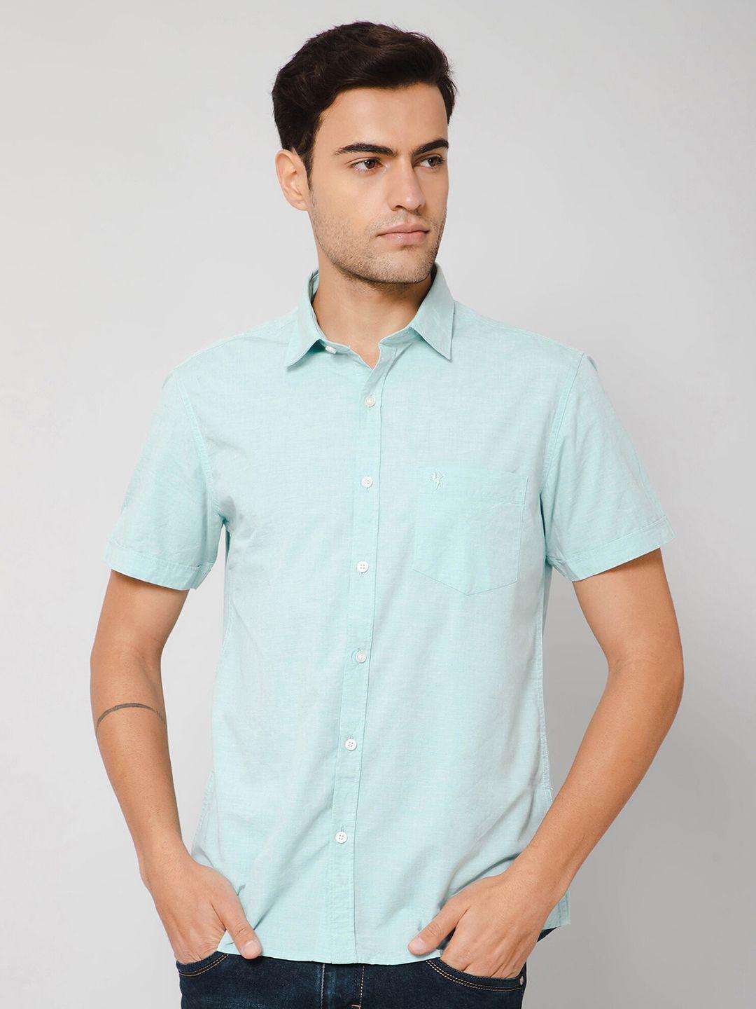 cantabil spread collar short sleeves comfort cotton casual shirt