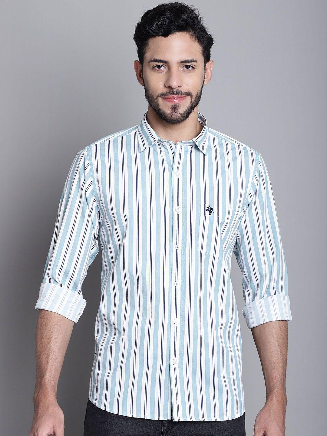 cantabil striped comfort regular fit cotton casual shirt