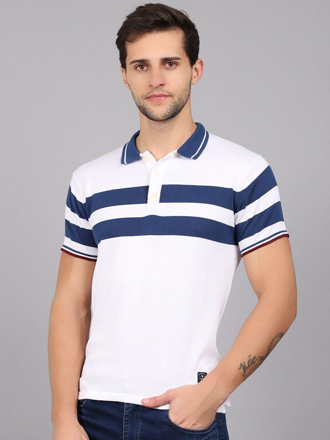 cantabil striped polo collar cotton t-shirt