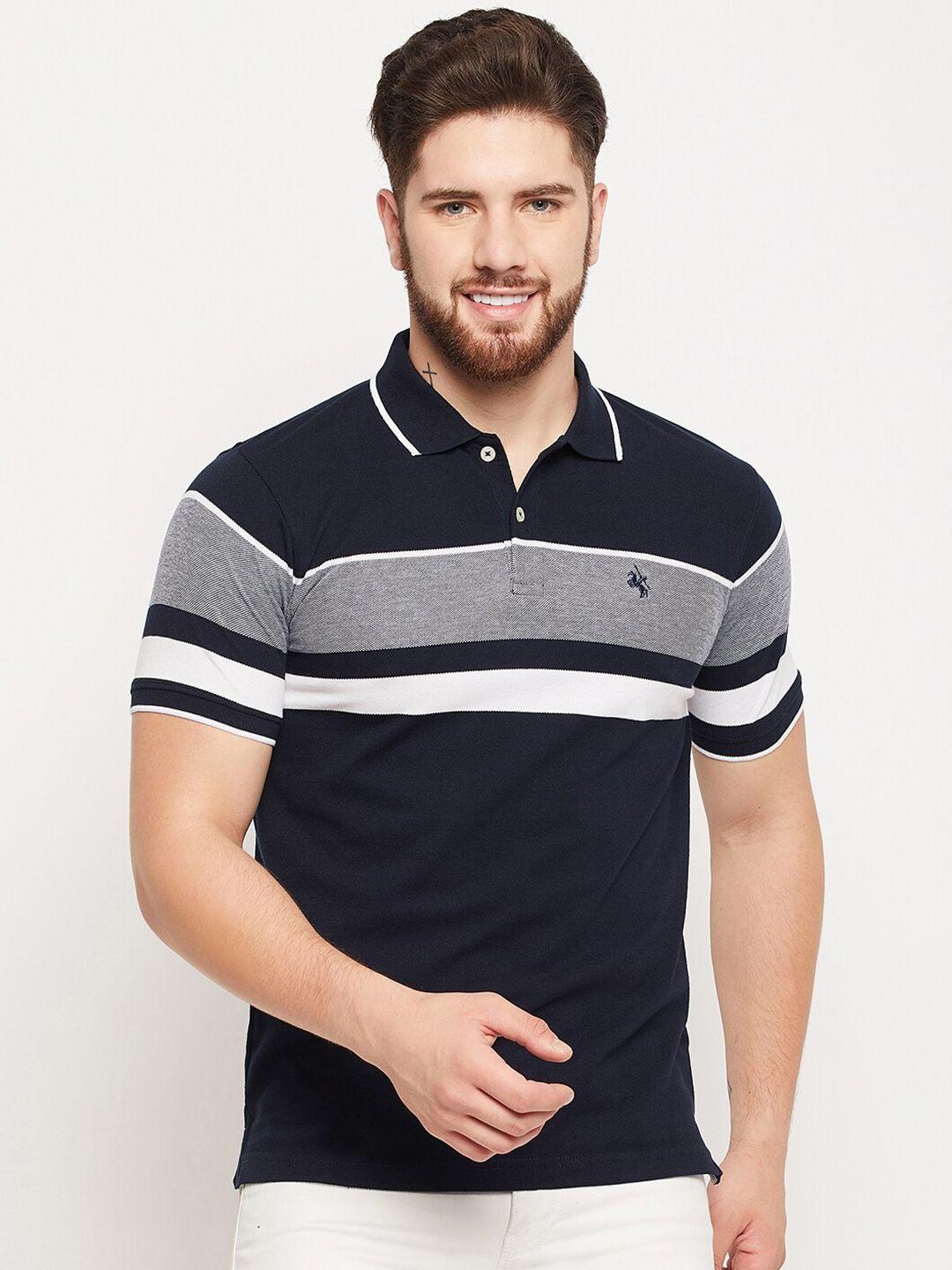 cantabil striped polo collar cotton t-shirt