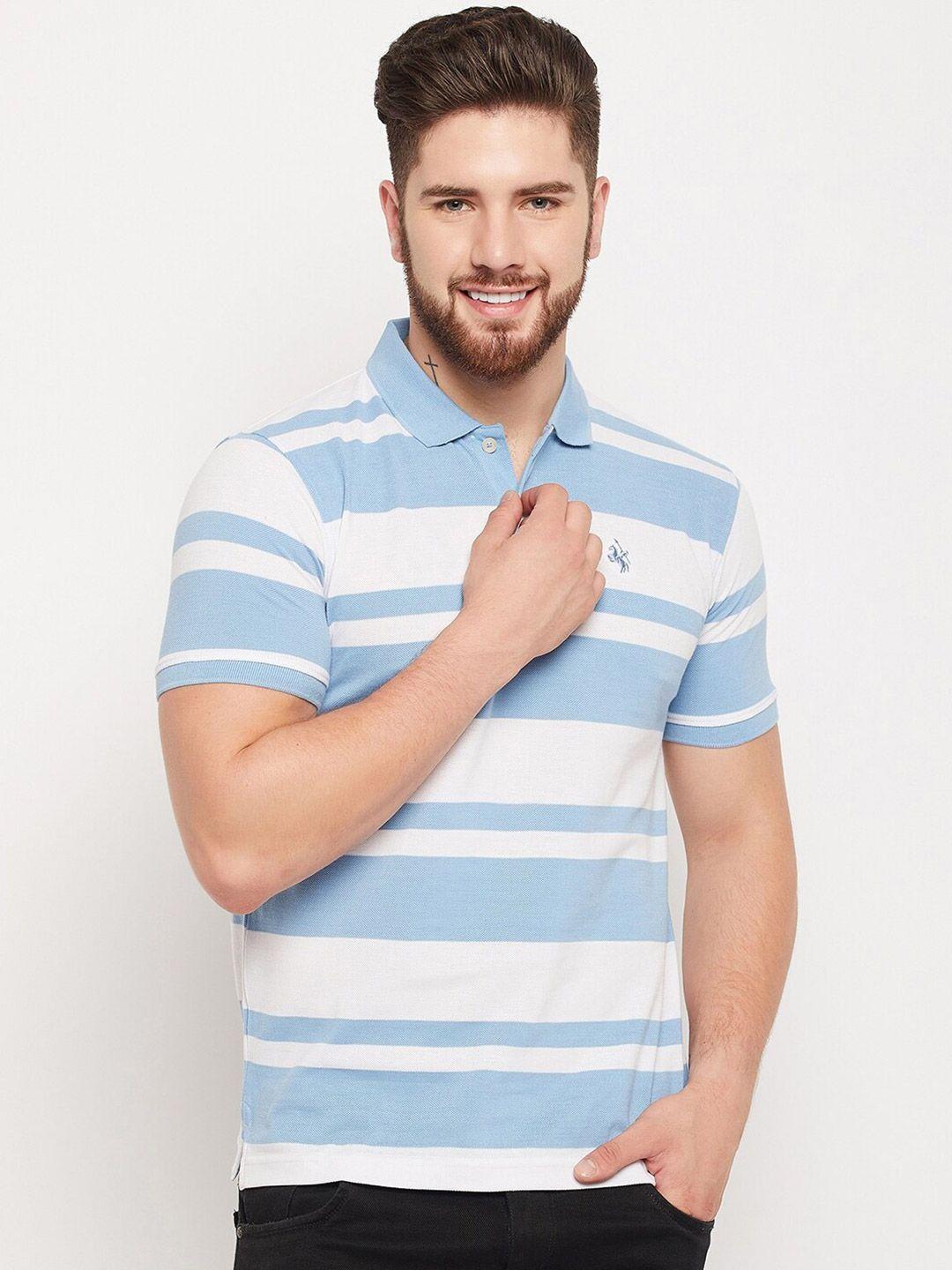 cantabil striped polo collar cotton t-shirt