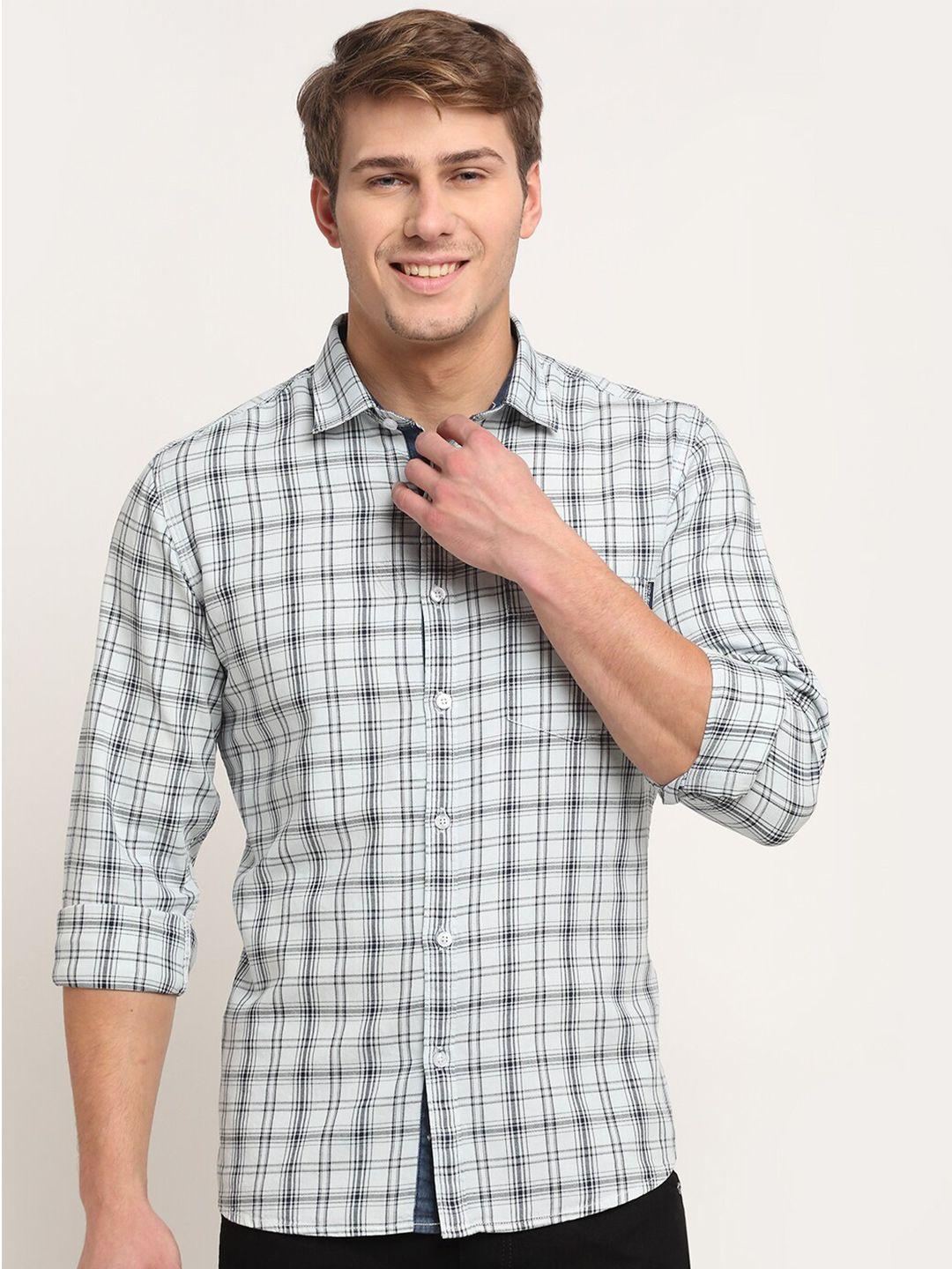 cantabil tartan checks cotton casual shirt