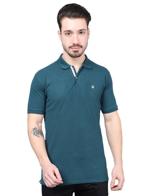 cantabil teal regular fit polo t-shirt