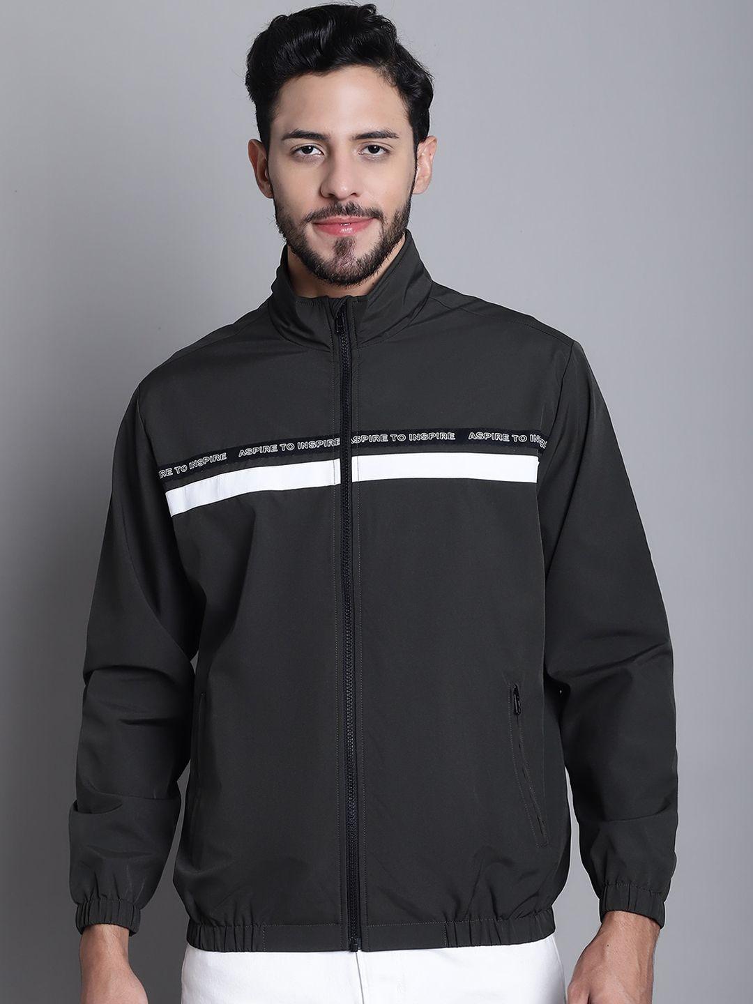 cantabil typography printed lightweight sporty jacket with zip detail