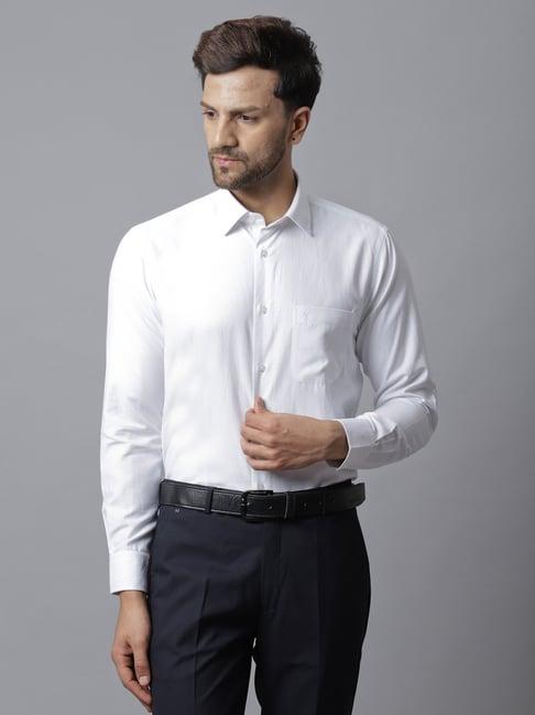 cantabil white cotton regular fit shirt
