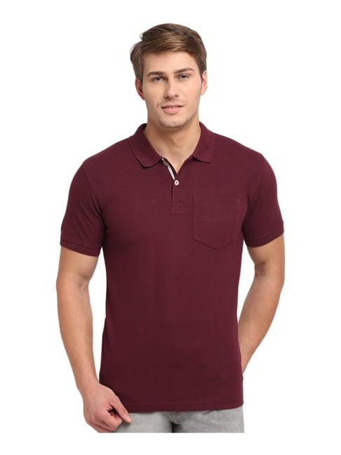 cantabil wine cotton regular fit polo t-shirt