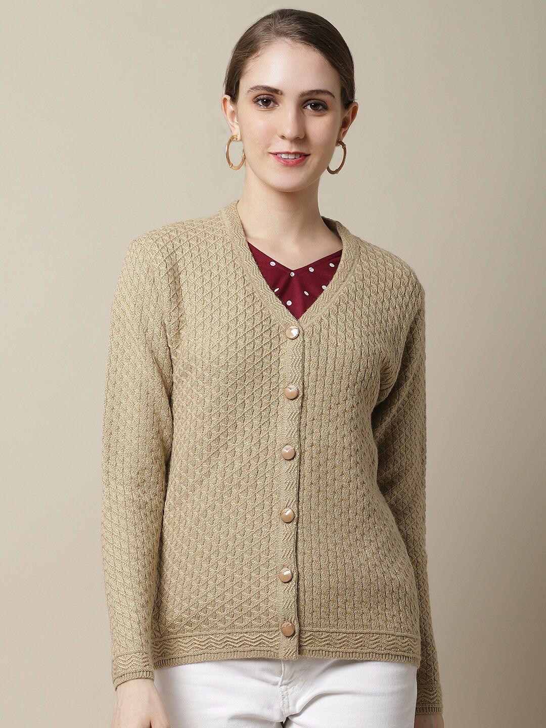 cantabil women beige cable knit cardigan