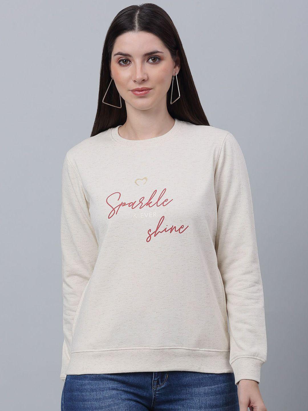 cantabil women beige printed sweatshirt