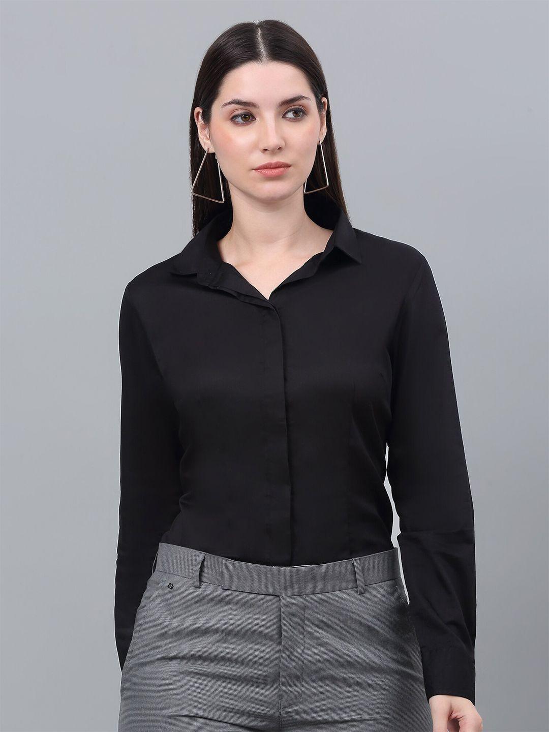 cantabil women black comfort opaque formal shirt