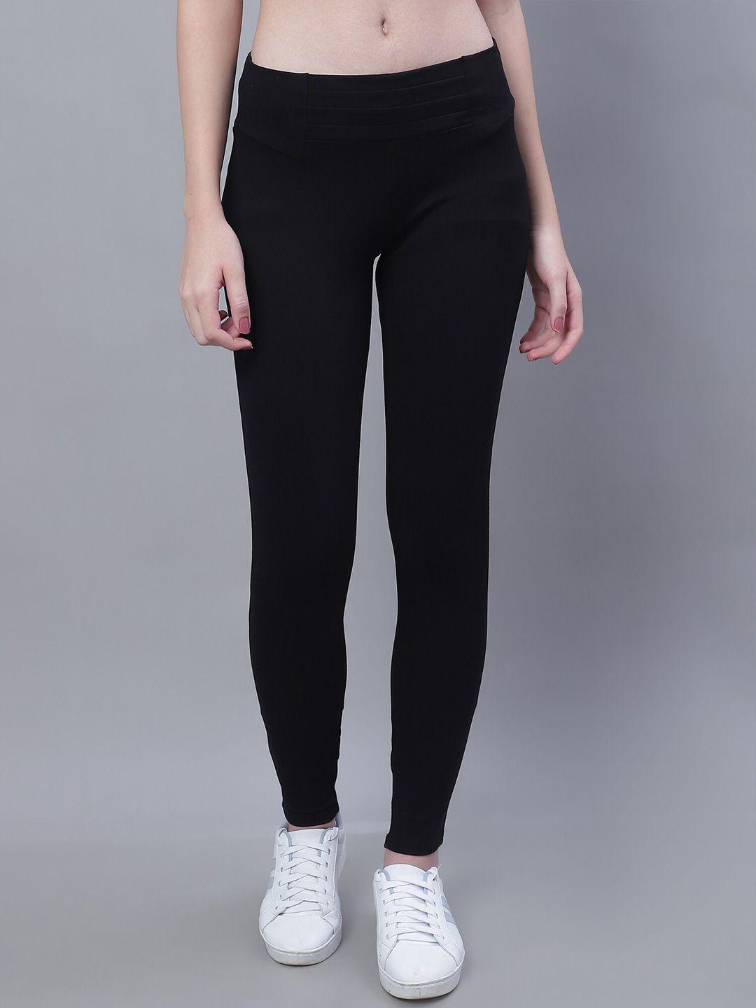 cantabil women black mid-rise regular-fit jeggings