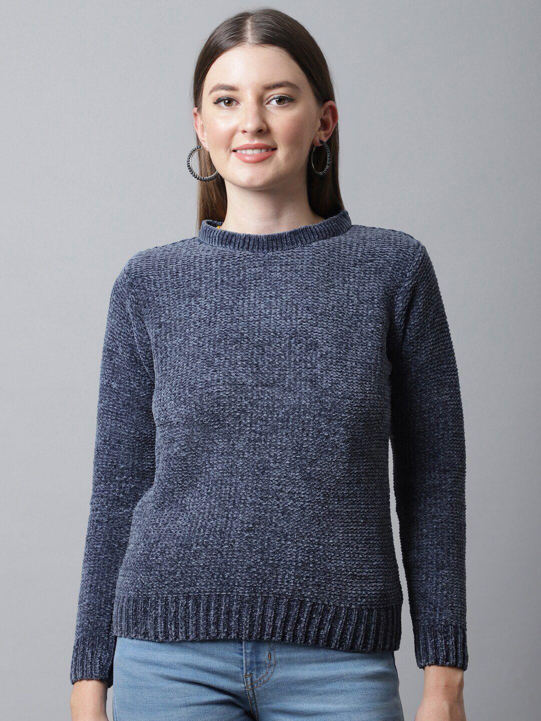 cantabil women blue cable knit pullover