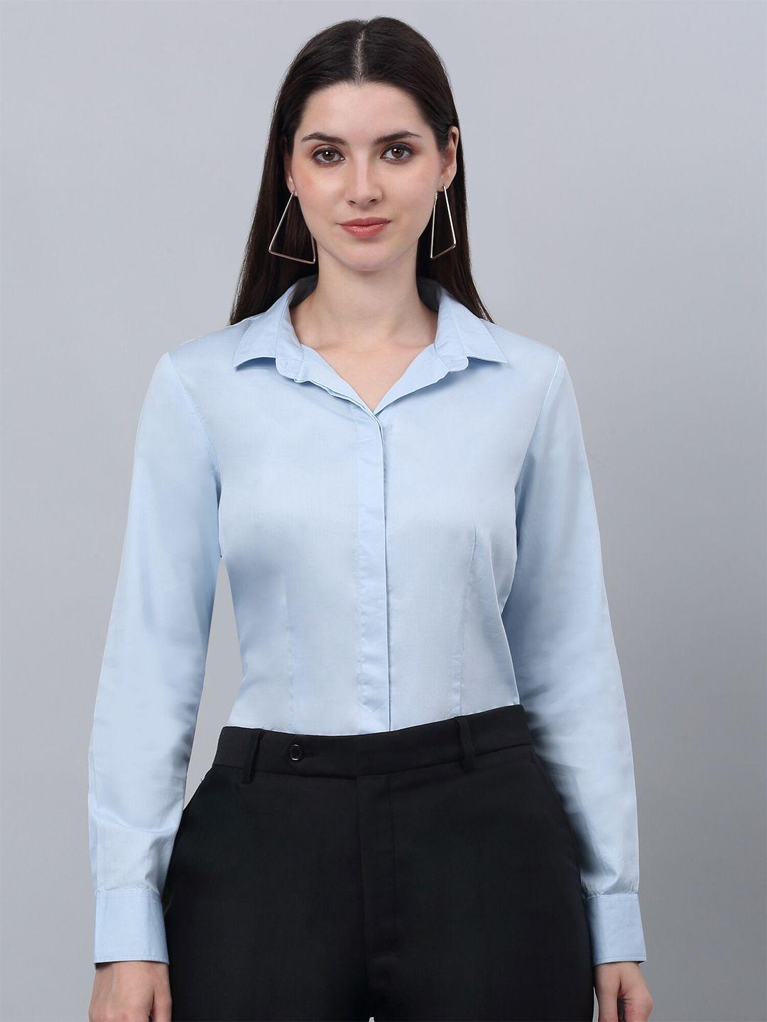 cantabil women blue comfort opaque formal shirt