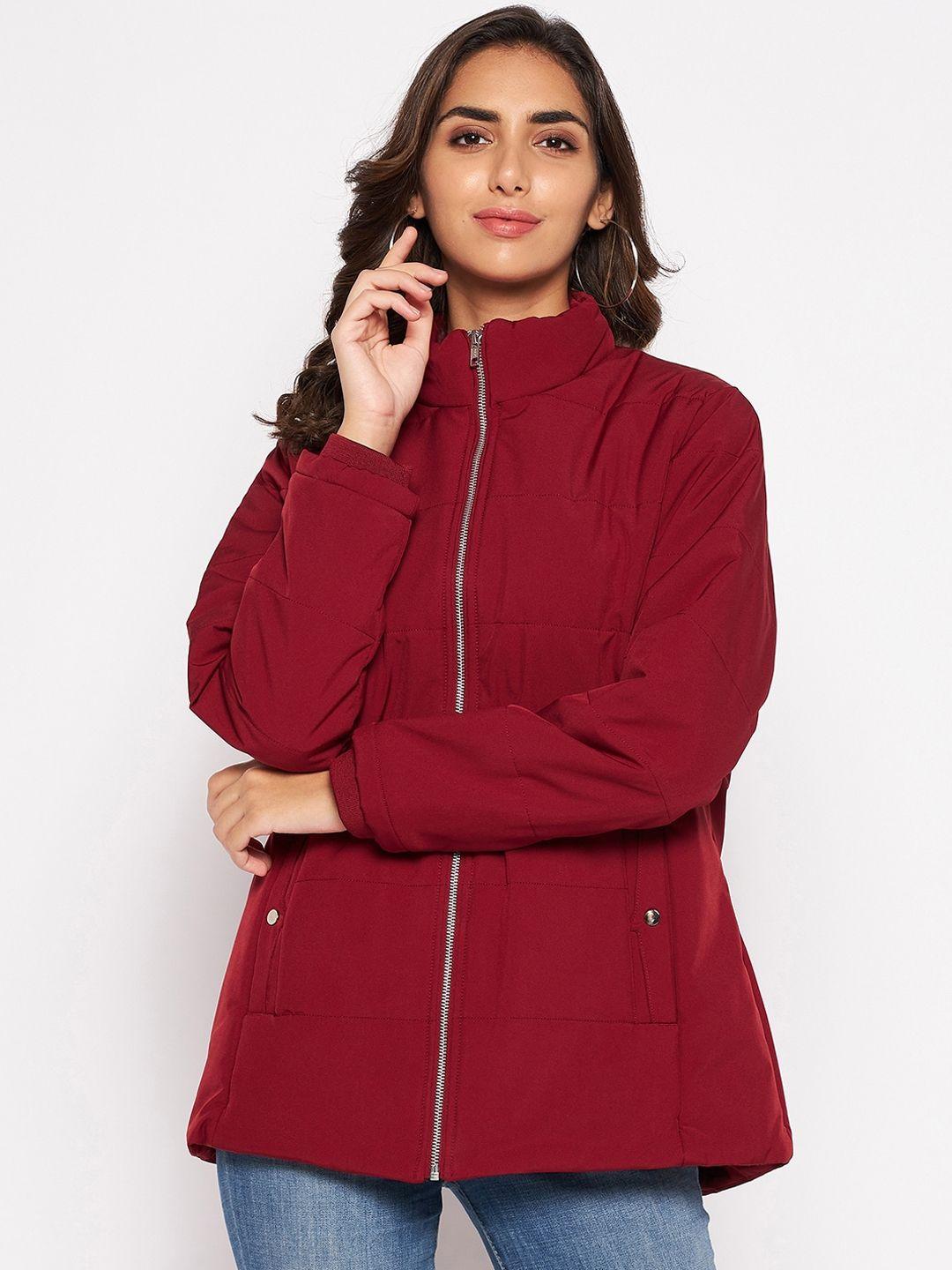 cantabil women maroon longline padded jacket