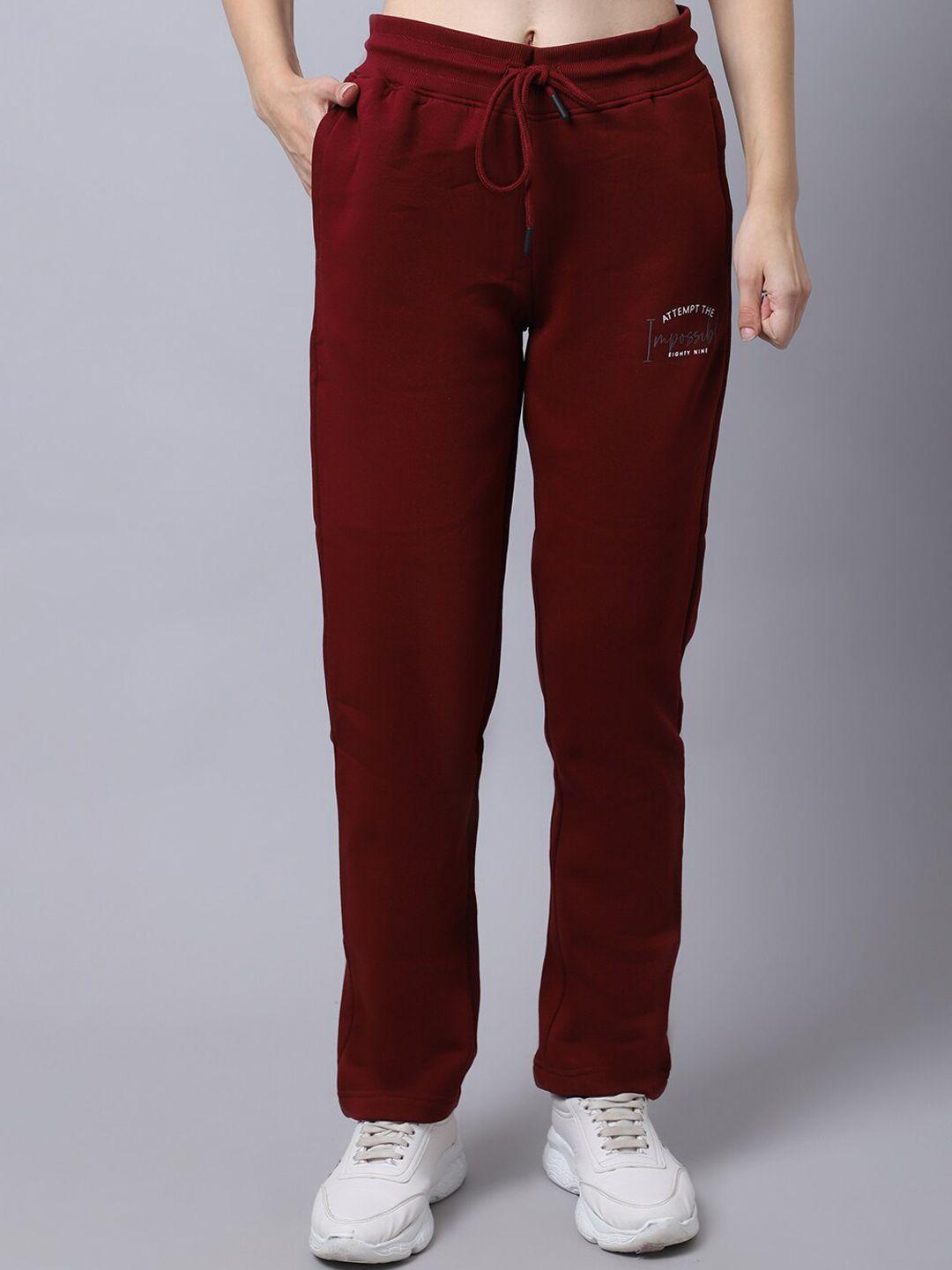 cantabil women maroon solid track pants