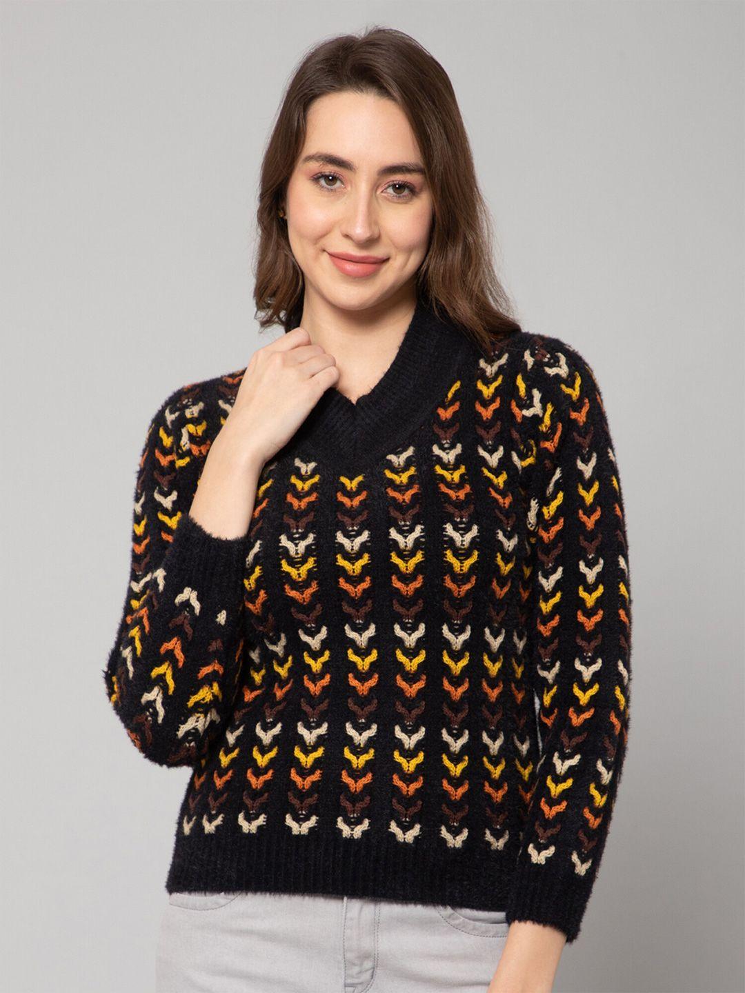 cantabil women self design pullover acrylic sweater