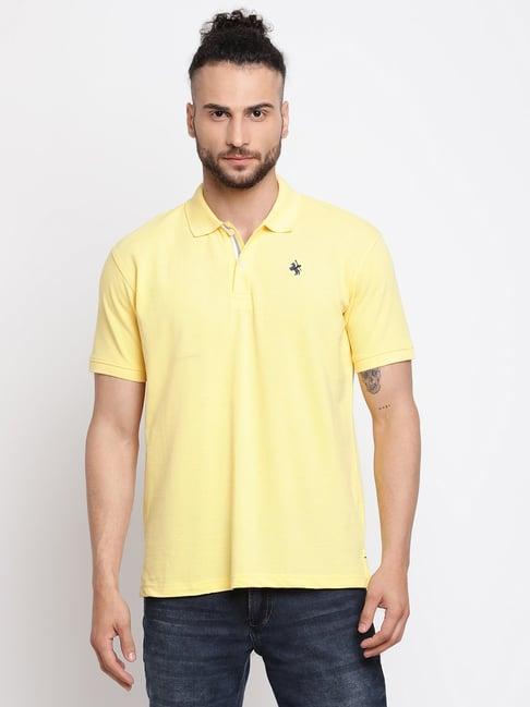 cantabil yellow regular fit polo t-shirt