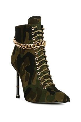 canvas zipper women's boots - olive