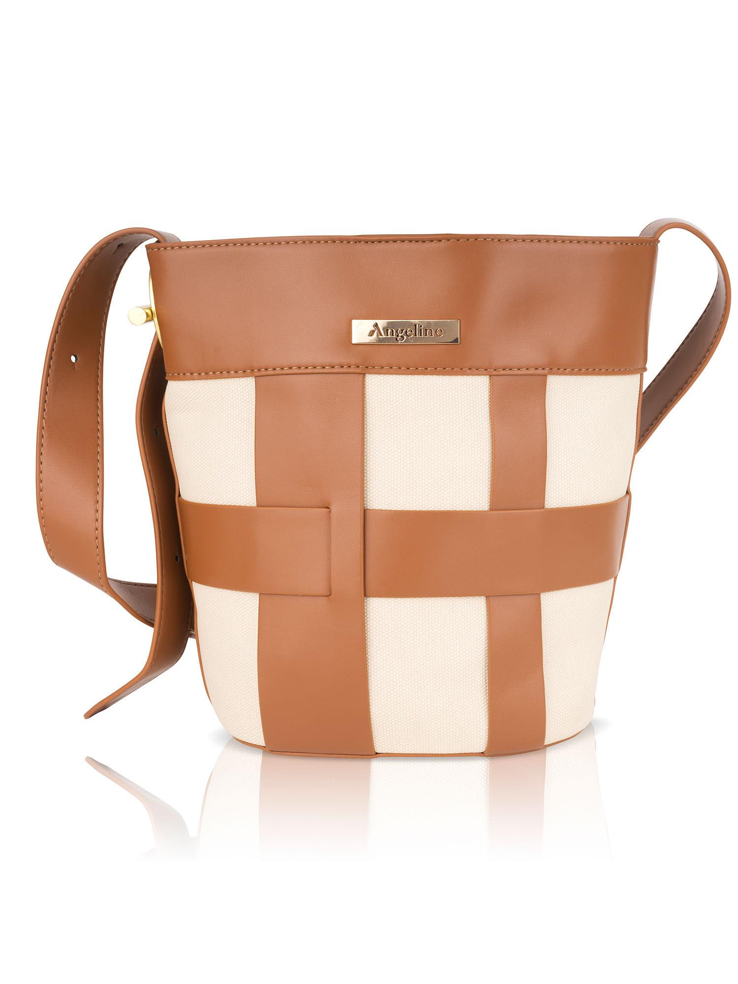 canvas material classic bucket style women handbag (set of 2)