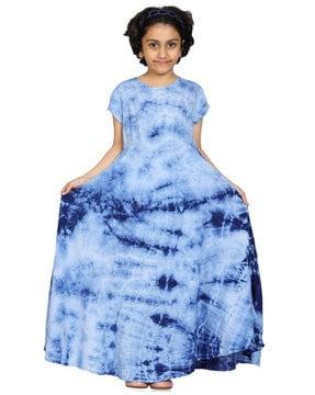 cap sleeves tie & dye maxi dress