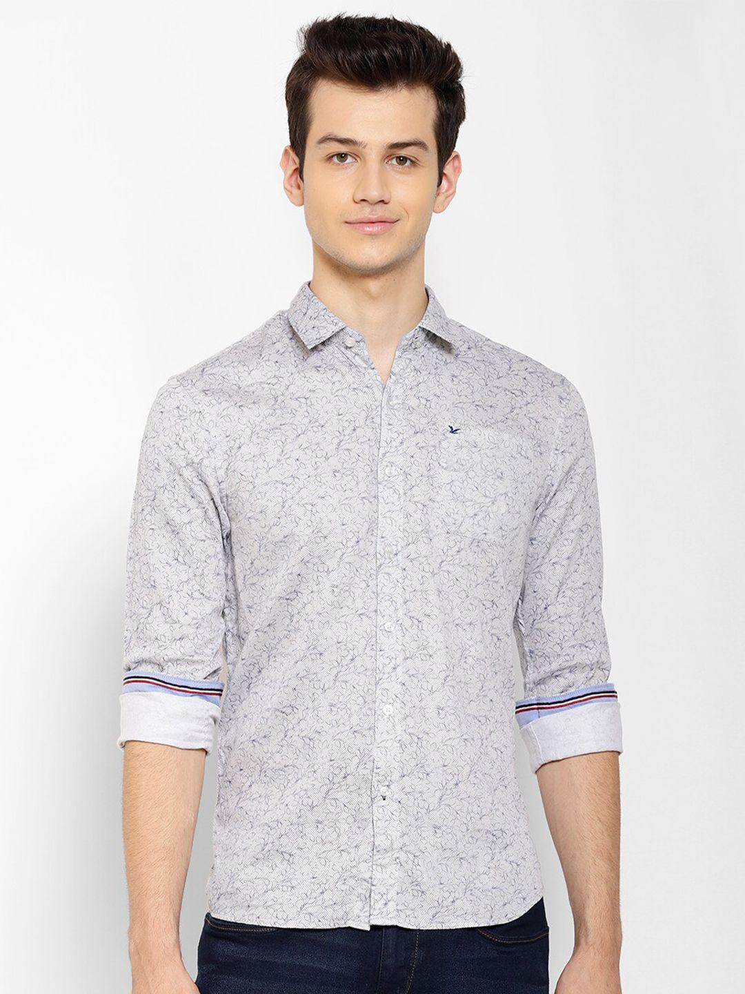 cape canary men grey smart floral printed casual shirt