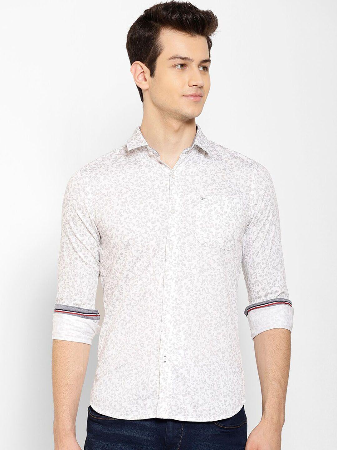 cape canary men white & grey regular fit printed casual shirt