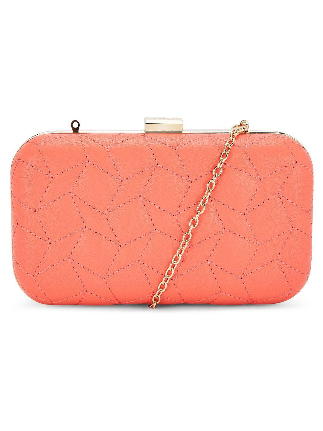 caprese coral orange textured purse clutch