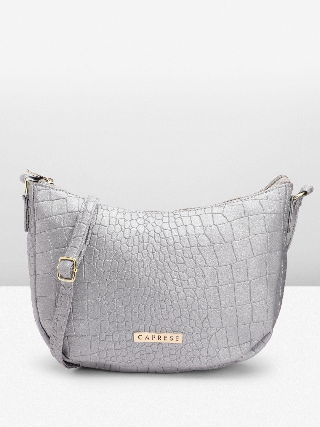 caprese croc textured structured sling bag